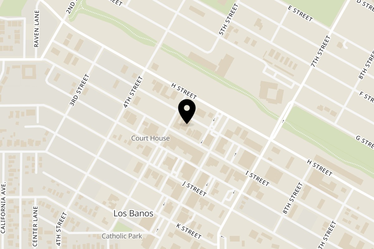 Map showing the location of Jams@209 Sports Bar & Grill Los Banos on 516 I St in Los Banos